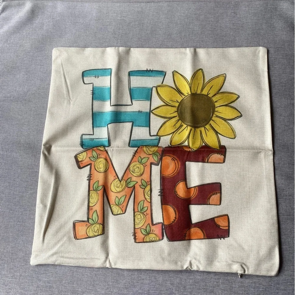 Set of 4 Love Home Pumpkin Autumn Farmhouse Pillow Covers